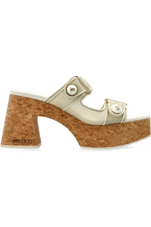 Jimmy Choo Schoenen, Dames, , 36 EU, Leer, Platform slides Fayence