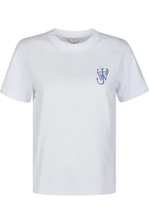 J.W.Anderson Tops, Dames, Wit, L, Geborduurd achterprint T-shirt