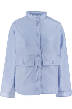 Aspesi Jassen, Dames, Blauw, XS, Nylon, Nylon Blouson Jas met Grote Zakken