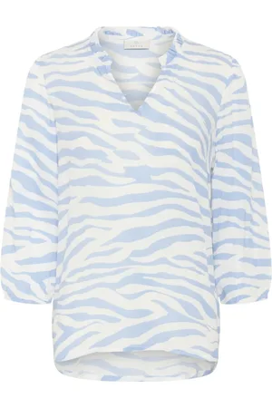Kaffe Blouses & Shirts, Dames, Blauw, 2Xl, Amber Blouse Zacht Chambray Grafisch