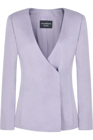 Emporio Armani Jassen, Dames, Paars, S, Paarse Jassen V-Hals Lange Mouw