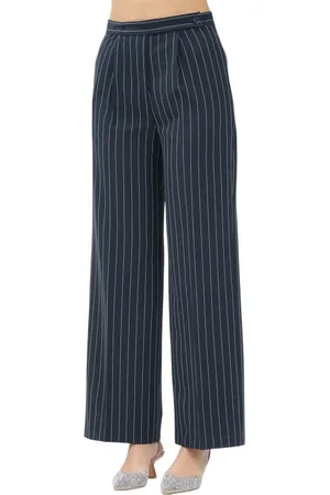 VICOLO Broeken, Dames, Blauw, M, Elegante Blauwe Gestreepte Broek