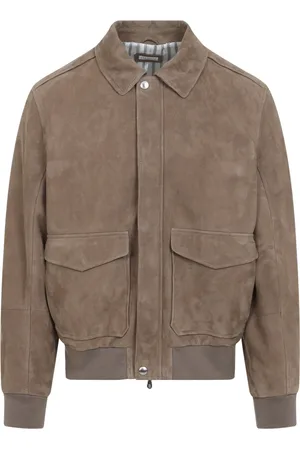 Brunello Cucinelli Jassen, Heren, Bruin, L, Suède, Luxe Suède Jas Nude Neutrals