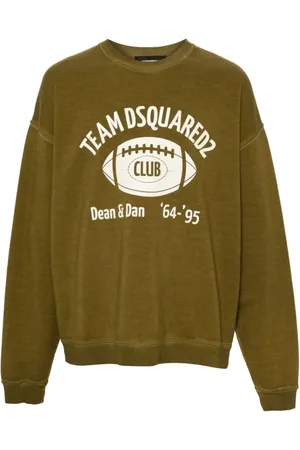 Dsquared2 Sweatshirts & Hoodies, Heren, Groen, XL, Katoen, Groene Sweatshirt met Grafische Print en Ronde Hals