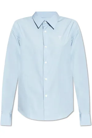 Ami Blouses & Shirts, Dames, Blauw, XS, Katoen, Overhemd met logo