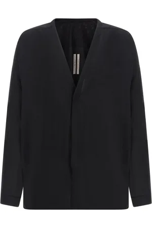Rick Owens Overhemden, Heren, Zwart, M, Wol, Zwarte Wol Larry Shirt V-Hals