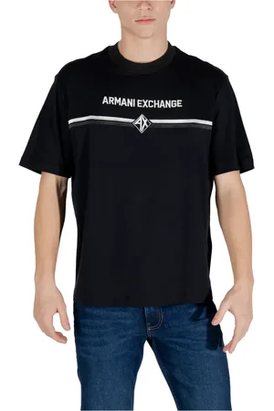 Armani Exchange Tops, Heren, Blauw, S, Katoen, Blauw Rondhals T-Shirt van Katoen