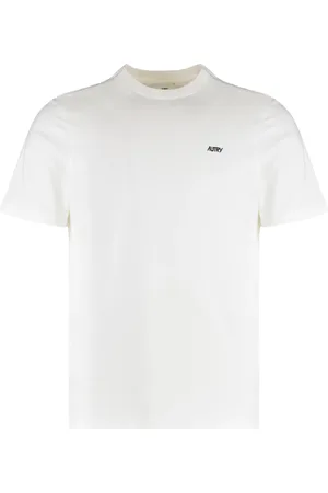 Autry Tops, Heren, Wit, S, Katoen, Geribbelde T-shirt van katoen met ronde hals