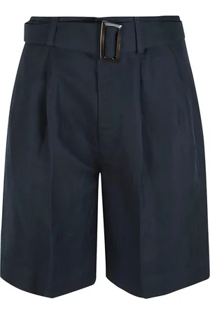Woolrich Korte broeken, Dames, Blauw, W28, Linnen, Blauwe Linnen Bermuda Shorts