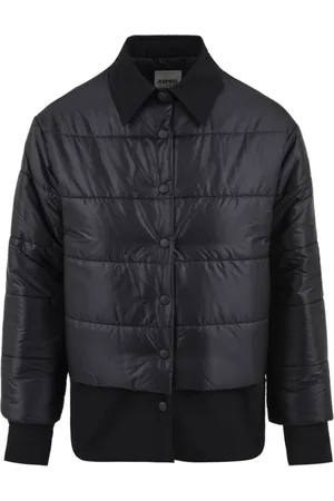 Aspesi Jassen, Dames, Blauw, S, Polyester, Bimaterial Dawn Jacket