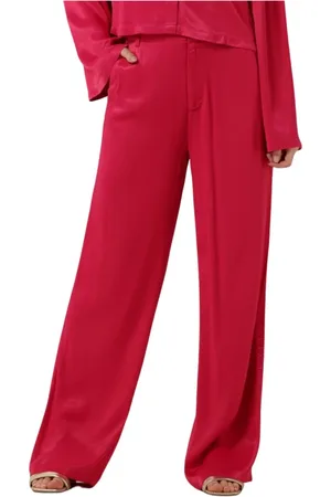 Alix the label Broeken, Dames, Roze, M, Satijn, Wijde satijnen broek