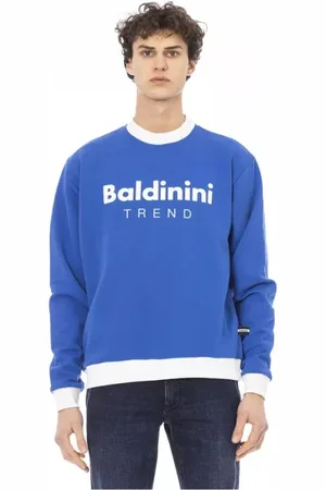 BALDININI Sweatshirts & Hoodies, Heren, Blauw, 2Xl, Katoen, Cotton Fleece Hoodie met Logo