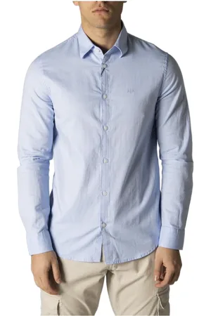 Armani Exchange Overhemden, Heren, Blauw, M, Katoen, Overhemd met lange mouwen