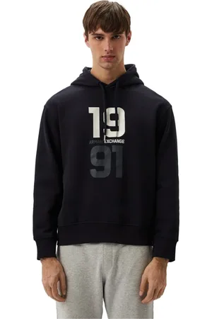 Armani Exchange Sweatshirts & Hoodies, Heren, Blauw, M, Katoen, Hoodie met geborduurd logo