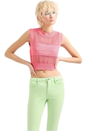 Armani Exchange Tops, Dames, Roze, M, Katoen, Stijlvolle Jurk