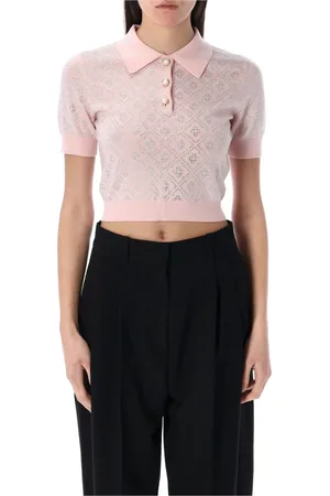 Casablanca Tops, Dames, Roze, S, Wol, Kristal Monogram Polo Shirt