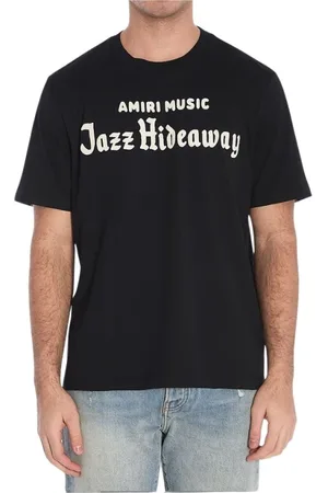 AMIRI Tops, Heren, Zwart, XL, Katoen, Zwarte T-shirt met rond hals en logo print