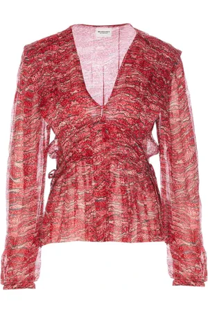 Isabel Marant Blouses & Shirts, Dames, Rood, S, Rode Axeline Top met Zigzag Print