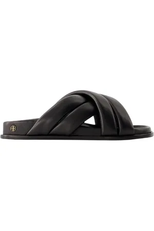 ANINE BING Schoenen, Dames, Zwart, 36 EU, Leer, Zwarte leren Lizzie sliders