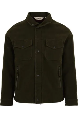 Aspesi Jassen, Heren, Groen, M, Jacket met drukknoopsluiting en zakken