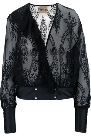 ANIYE BY Blouses & Shirts, Dames, Zwart, S, Katoen, Bloes met bloemenborduursel