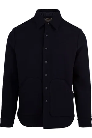 Aspesi Jassen, Heren, Blauw, S, Shirt met Knoopsluiting aan de Voorkant, Zijzakken en Gespleten Mouwen