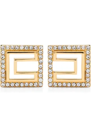 Elisabetta Franchi Accessoires, Dames, Geel, ONE Size, Goudkleurige Logo Oorbellen Set