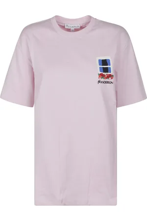 J.W.Anderson Tops, Dames, Paars, S, Geborduurd Raam T-Shirt