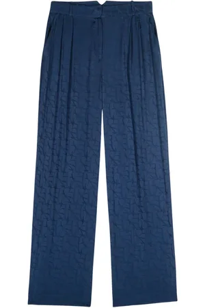 Bash Broeken, Dames, Blauw, L, Gedrukte wijde broek