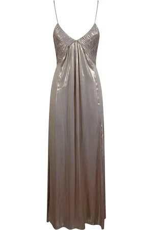 Zadig & Voltaire Kleedjes, Dames, Grijs, XS, Polyester, Gouden Lurex Crepe de Chine Jurk