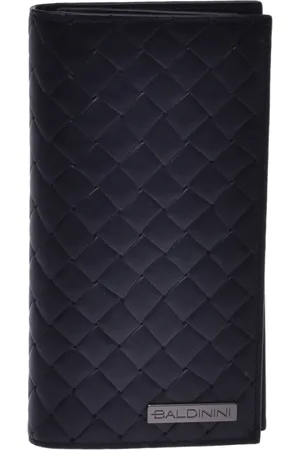 BALDININI Accessoires, Heren, Zwart, ONE Size, Leer, Zwarte Portemonnee van Zwart Getrommeld Kalfsleer