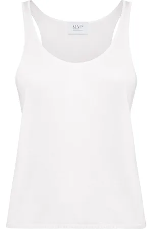 MVP Wardrobe Tops, Dames, Wit, M, Gebreide ronde hals tanktop