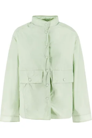 Aspesi Jassen, Dames, Groen, S, Nylon, Nylon Blouson Jas met Grote Zakken