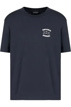 Emporio Armani Tops, Heren, Blauw, M, Korte Mouw Jersey T-shirt