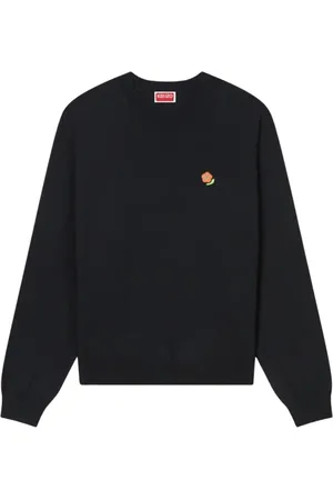Kenzo Truien, Dames, Zwart, M, Wol, Zwarte Wol Geborduurde Sweatshirt