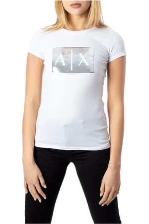 Armani Exchange Tops, Dames, Wit, S, Pailletten, Pailletten T-shirt