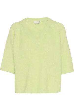 Kaffe Truien, Dames, Groen, L, Groene V-hals Pullover Trui