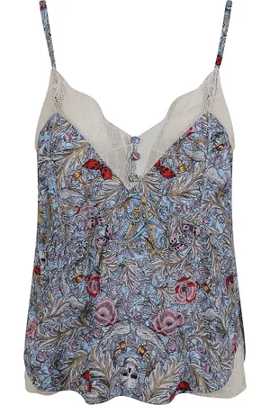Zadig & Voltaire Tops, Dames, Grijs, M, Zachte Britse Bloemen Crepe Top