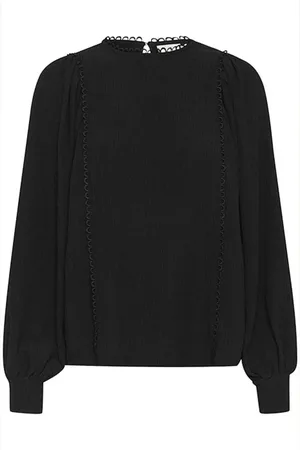 Kaffe Blouses & Shirts, Dames, Zwart, XS, Polyester, Feminine Jersey Blouse met Pofmouwen