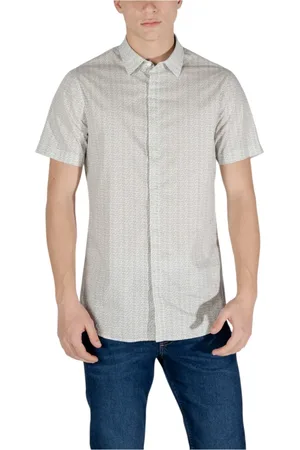 Armani Exchange Overhemden, Heren, , XL, Katoen, Overhemd met geometrisch patroon, korte mouwen, klassieke kraag