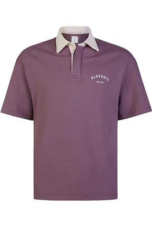 ELEVENTY Tops, Heren, Paars, 2Xl, Katoen, Katoenen poloshirt met print