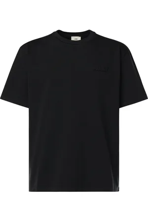 Autry Tops, Heren, Zwart, L, Katoen, Zwart T-shirt met Geribbelde Kraag
