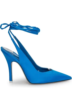 The Attico Schoenen, Dames, Blauw, 37 EU, Turquoise puntige pump met veters
