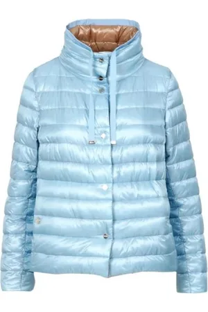 HERNO Jassen, Dames, Blauw, M, Omkeerbare Voorkant Drukknoop Lange Mouw Jas