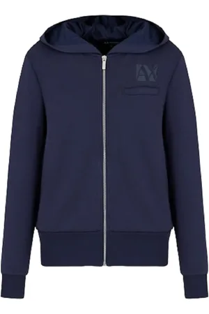 Armani Exchange Sweatshirts & Hoodies, Dames, Blauw, S, Blauw Hoodie Sweatshirt