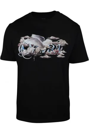 AMIRI Tops, Heren, Zwart, M, Katoen, T-shirt met ronde hals en scriptlogo