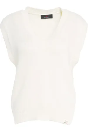 Peuterey Truien, Dames, Wit, XS, Wit Gebreid Vest V-Hals