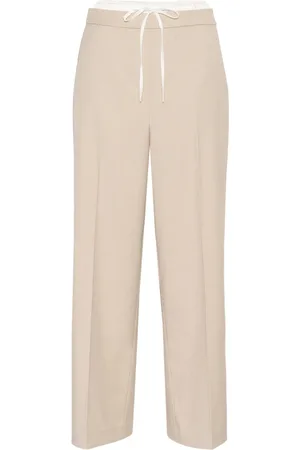 Kaffe Broeken, Dames, , M, Veergrijs Melange Wijde Pijp Broek