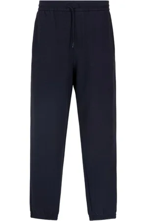Emporio Armani Broeken, Heren, Blauw, M, Jacquard Lettering Jogger Broek