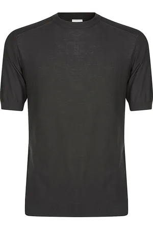 ELEVENTY Truien, Heren, Zwart, M, Katoen, Katoenen Crewneck Raglan T-shirt